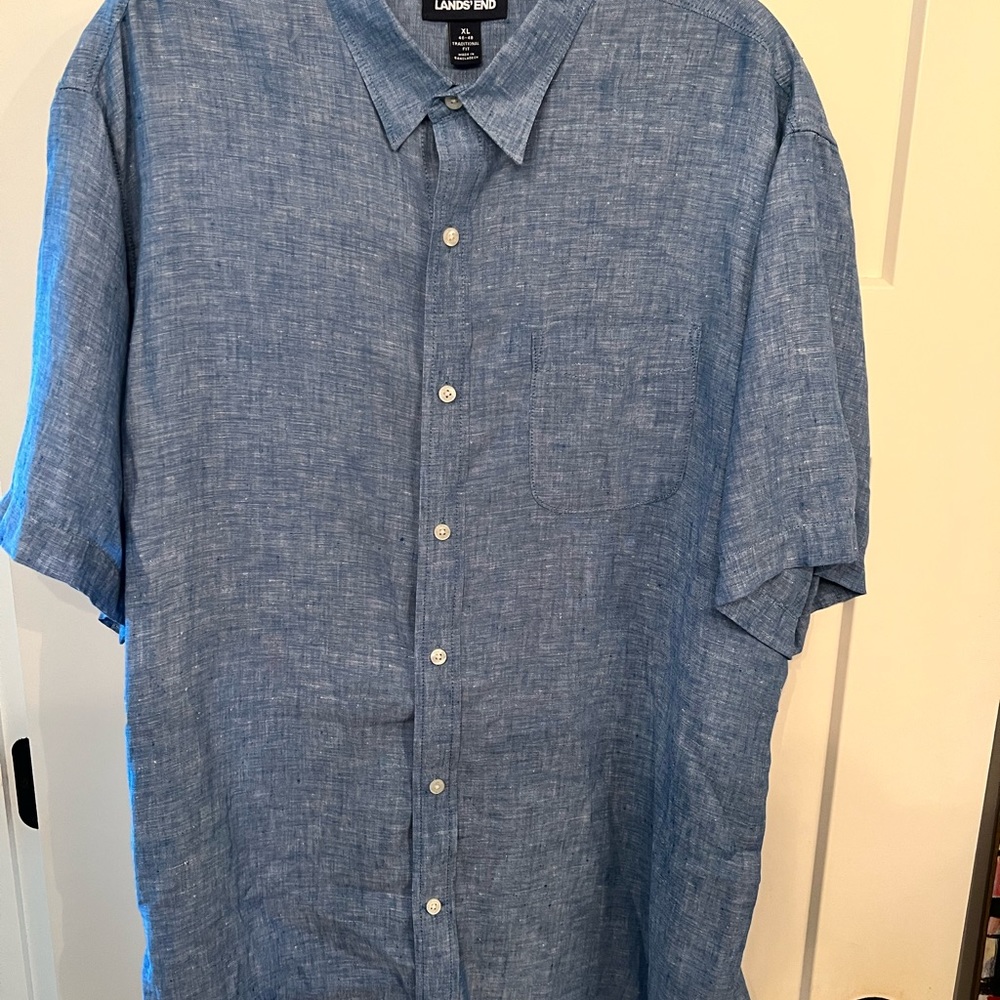 Mens Linen Short Sleeve shirt from Lands End.  Size XL